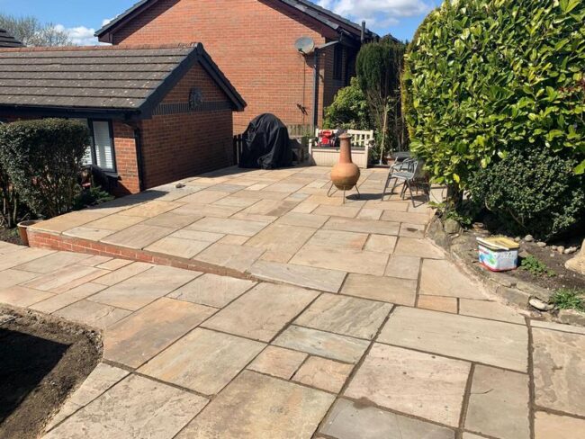 burnley front block paving rear patio house 27