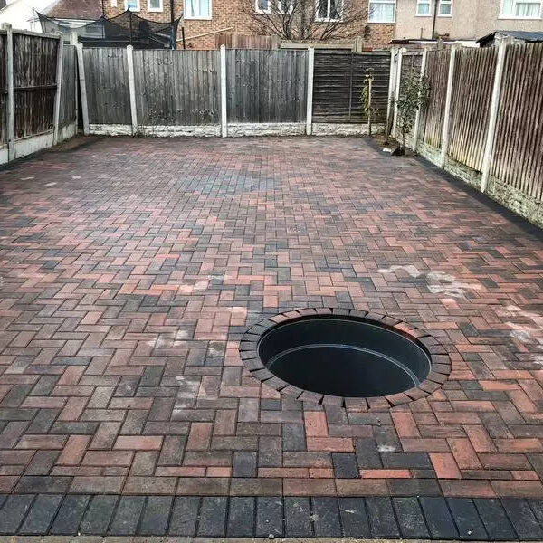 bury affordable block paving rear garden patio 11