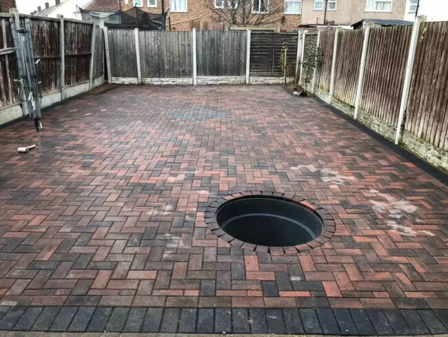 bury affordable block paving rear garden patio 11