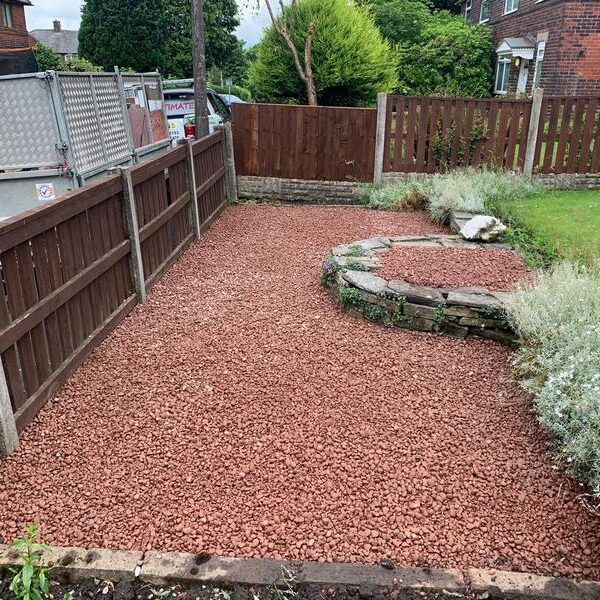 gravel garden feature after