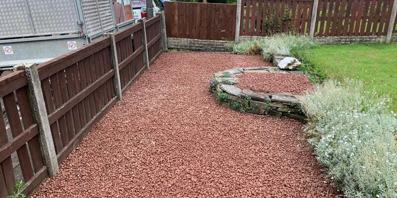 gravel garden feature after