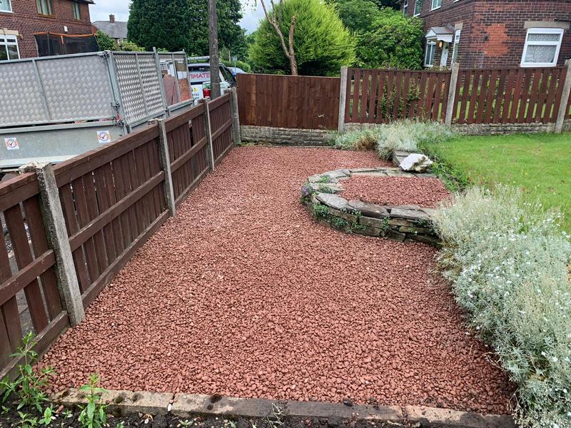 gravel garden feature after