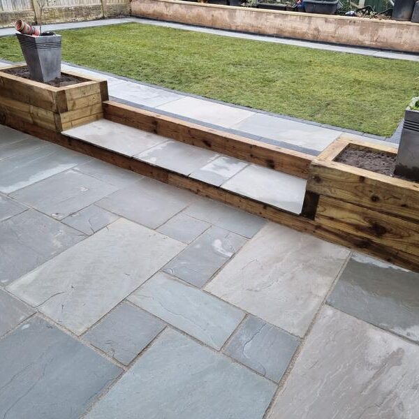 sandstone multi level patio garden burnley 11