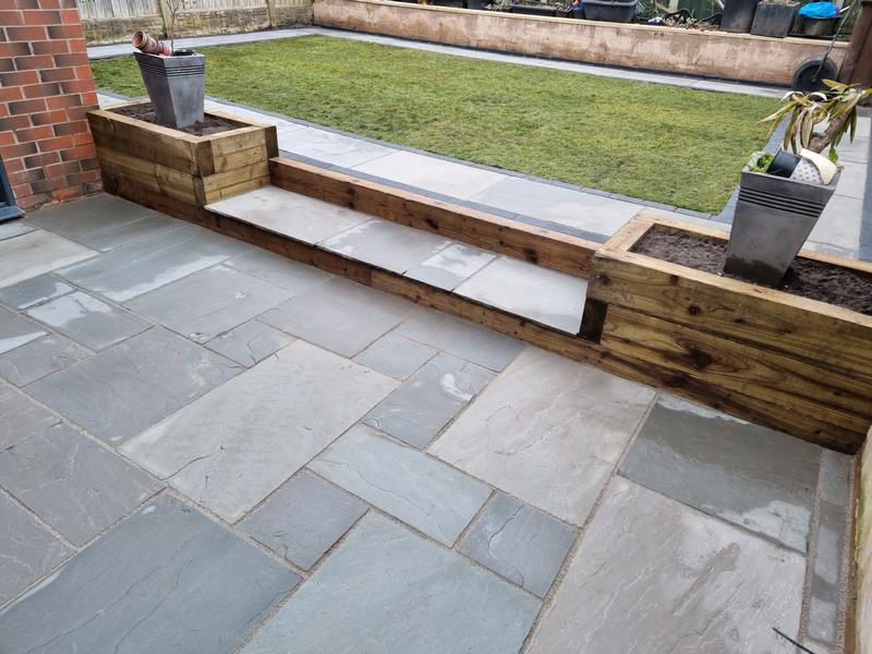 sandstone multi level patio garden burnley 11