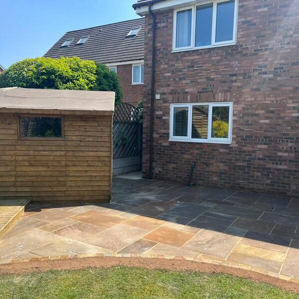 rear garden sandstone patio project bury lancashire 05