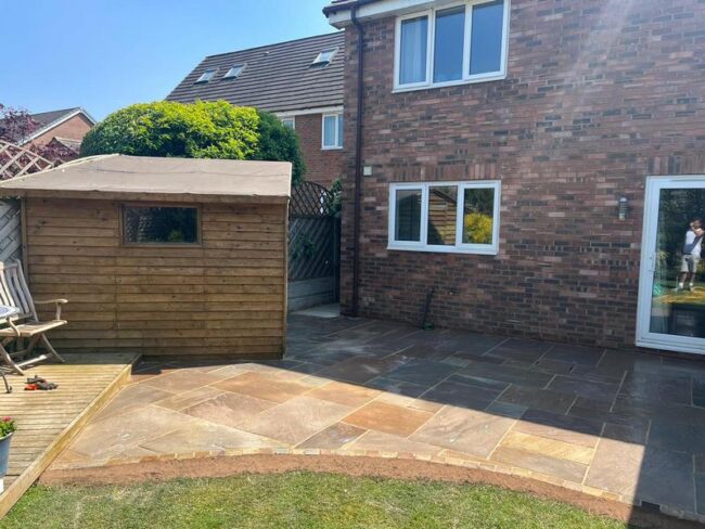rear garden sandstone patio project bury lancashire 05