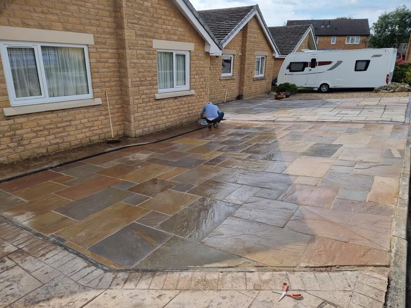 clitheroe sandstone patio front driveway 02
