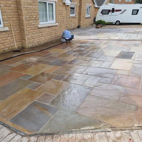 clitheroe sandstone patio front driveway 04