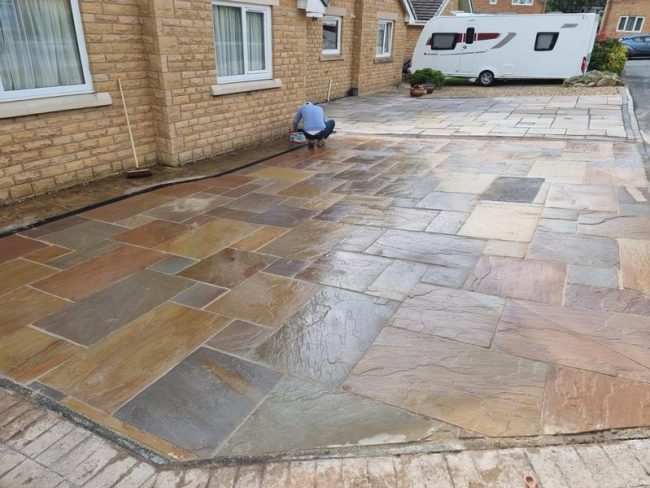 clitheroe sandstone patio front driveway 04