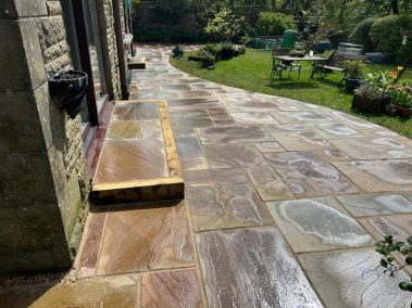 block paving sandstone patio full house hardscaping 0018