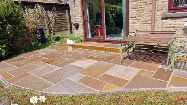 block paving sandstone patio full house hardscaping 0020