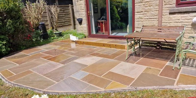 block paving sandstone patio full house hardscaping 0020