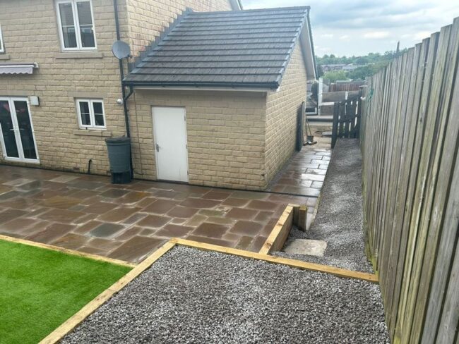 colne artificial grass retaining wall sandstone patio 16