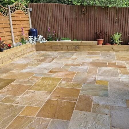 colne tarmac driveway sandstone patio garden transformation 12
