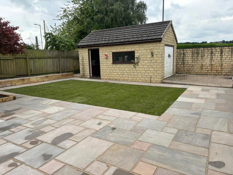 indian sandstone patio garden colne 07