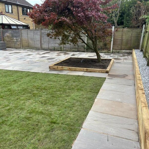 indian sandstone patio garden colne 10