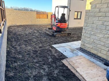 clitheroe garden makeover porcelain tiles sleepers flowerbeds 06