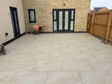clitheroe garden makeover porcelain tiles sleepers flowerbeds 20