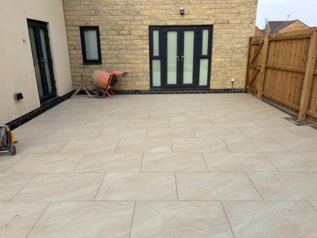 clitheroe garden makeover porcelain tiles sleepers flowerbeds 20