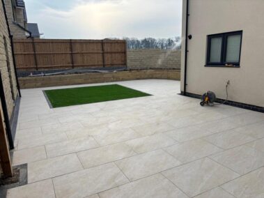 clitheroe garden makeover porcelain tiles sleepers flowerbeds 21