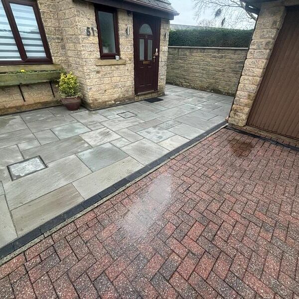 front rear patio with fencing and turf burnley 08