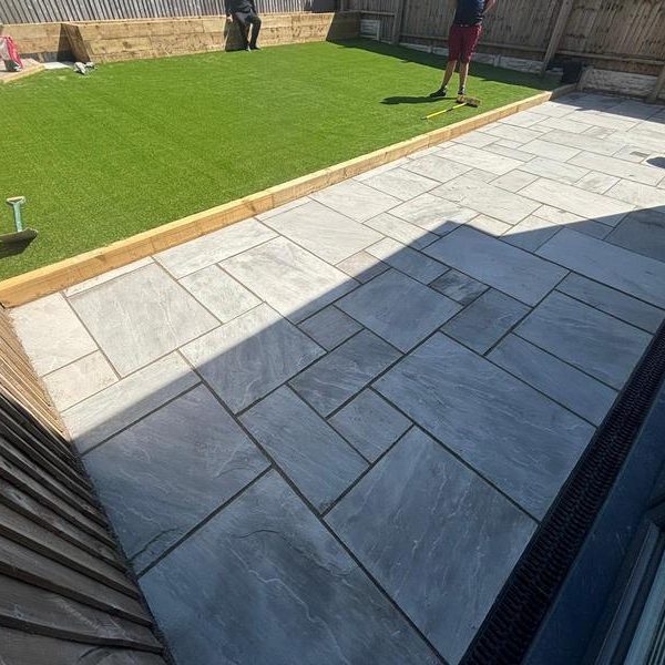 indian sandstone patio artificial grass colne 12 (Copy)