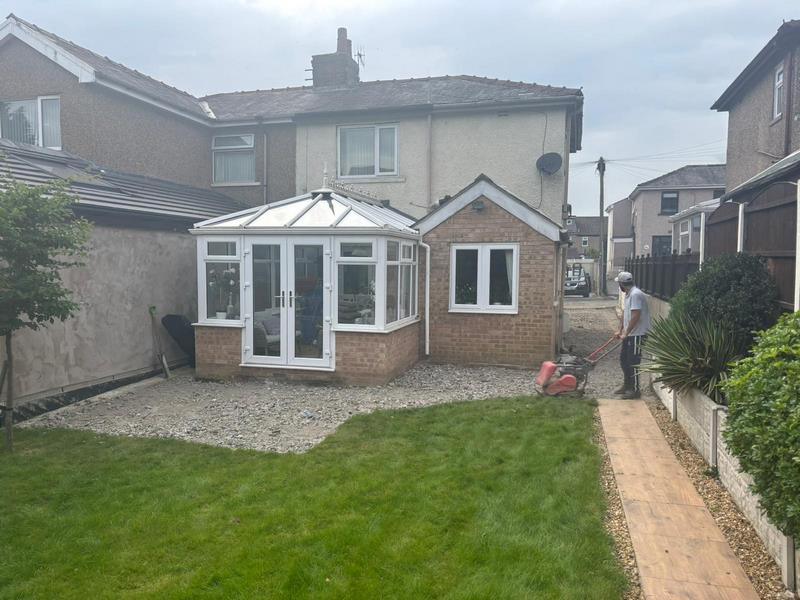 block paved driveway and indian sandstone patio in nelson 07