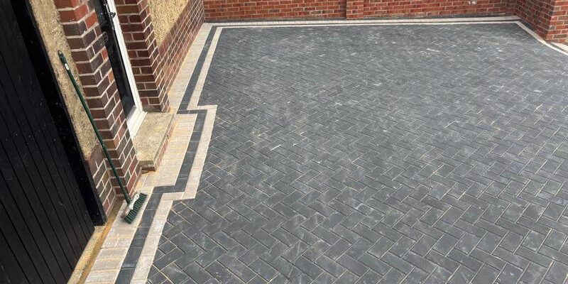 driveways in lancashire block paved driveway with brick wall nelson 01