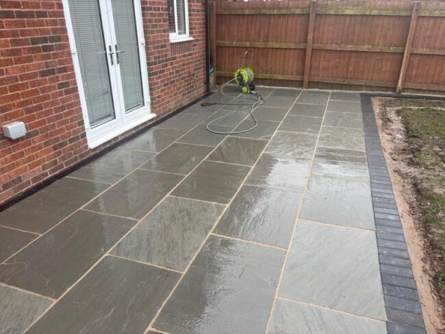kandla grey indian sandstone patio haslingden 9
