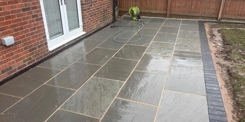 kandla grey indian sandstone patio haslingden 9