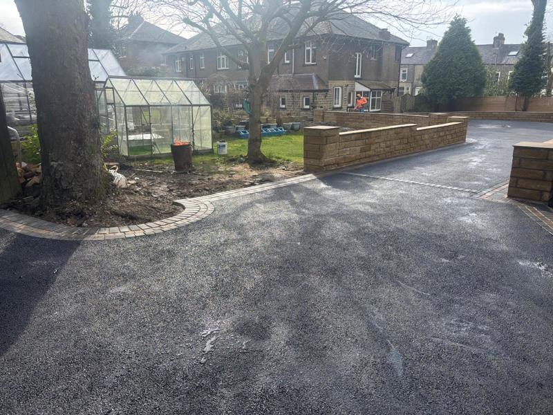 tarmac driveway with block paved border retaining walls burnley 16
