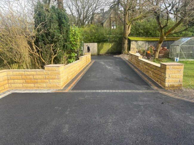 tarmac driveway with block paved border retaining walls burnley 19