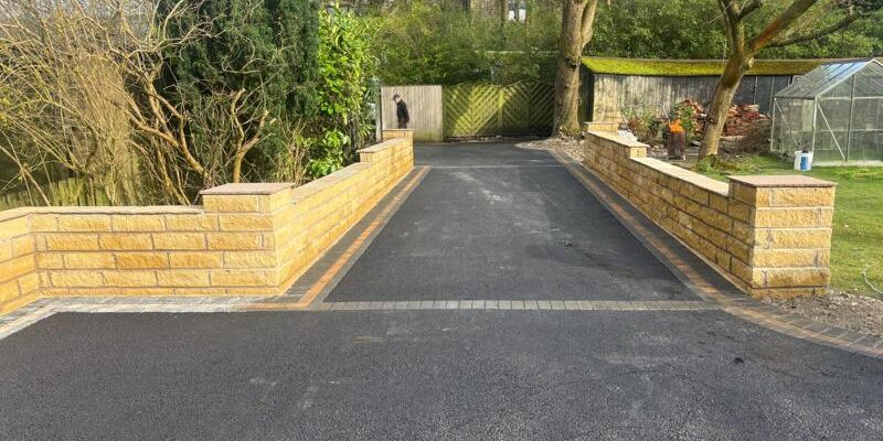 tarmac driveway with block paved border retaining walls burnley 19