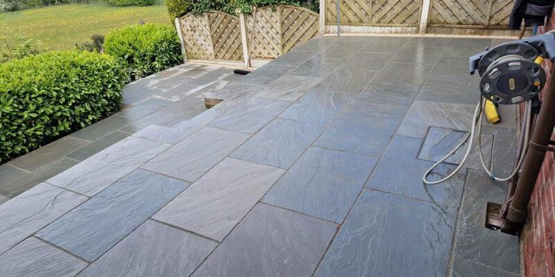 kandla grey indian sandstone patio nelson 25